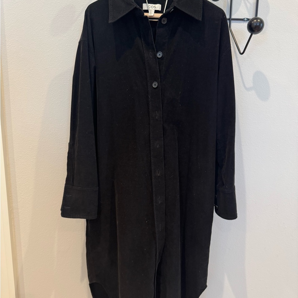 COS Black Button-Up Corduroy Shirt Dress